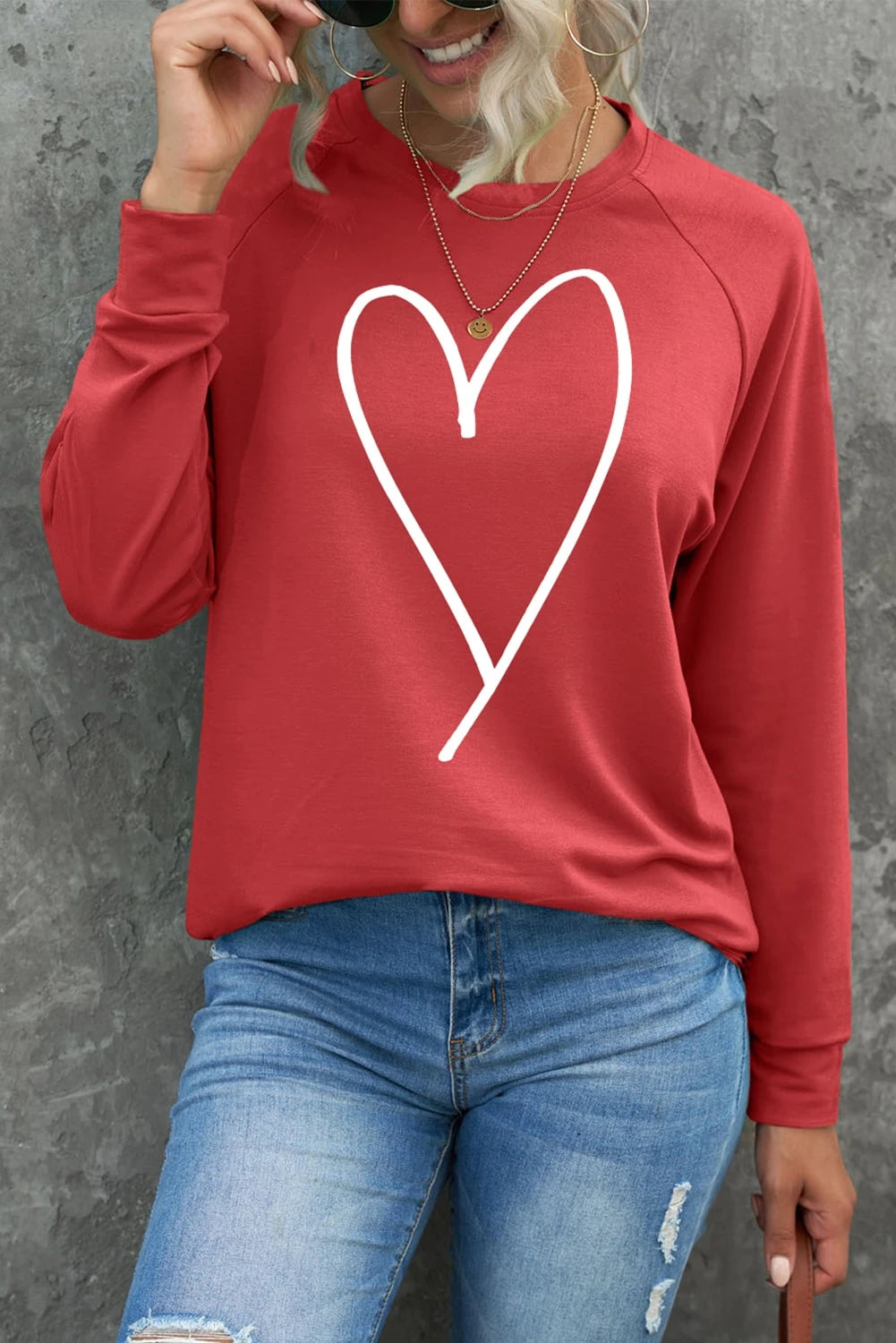 Fiery Red Simple Heart Graphic Valentine's Sweatshirt