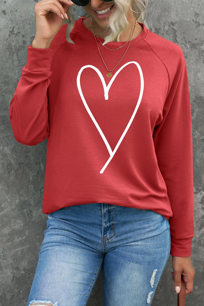 Fiery Red Simple Heart Graphic Valentine's Sweatshirt