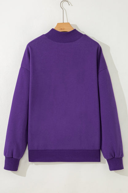 Halloween Ghost Graphic Mock Neck Sweatshirt