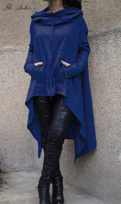 Women's Oversized Longline Hoodie Asymmetric Hem