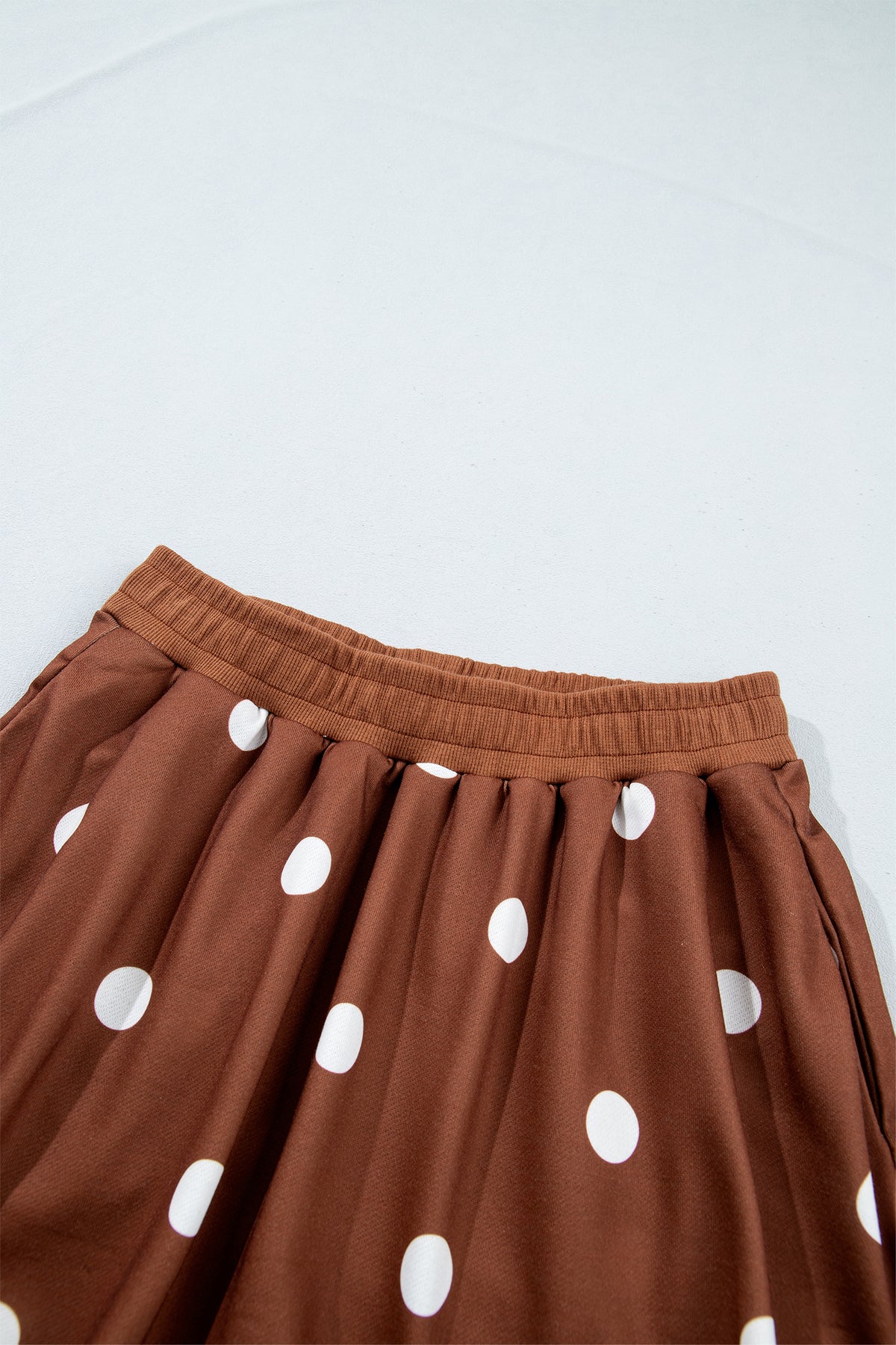 Brown Polka Dot Sweatshirt Skort Two Piece Set