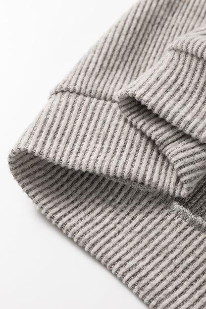 Ribbed Contrast Panel Loose Fit Long Sleeve Top