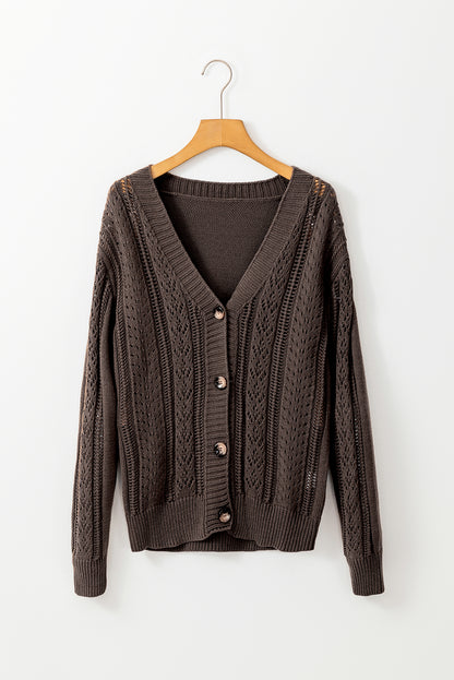 Canton Open Knit Drop Shoulder Sweater Cardigan