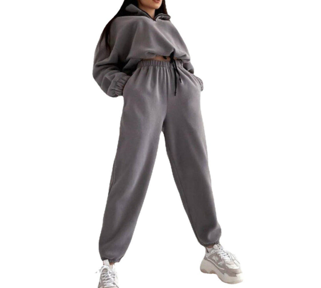 Women's Oversized Fleece Half Zip Sweatshirt Joggers Set