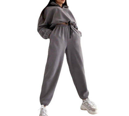 Women's Oversized Fleece Half Zip Sweatshirt Joggers Set