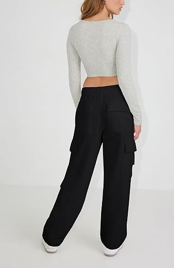 High Waist Y2K Multi-Pocket Cargo Sweatpants