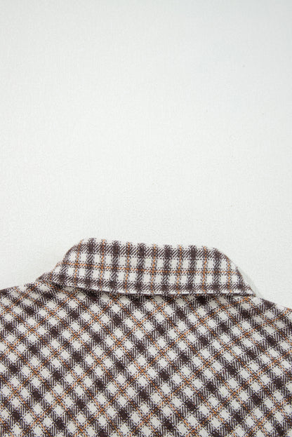 Plaid Shacket with Contrast Corduroy Flap Pockets