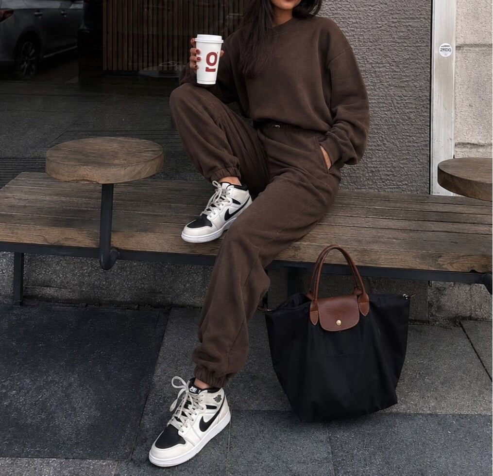 Womens Corduroy Sweatshirt Joggers Two Piece Set