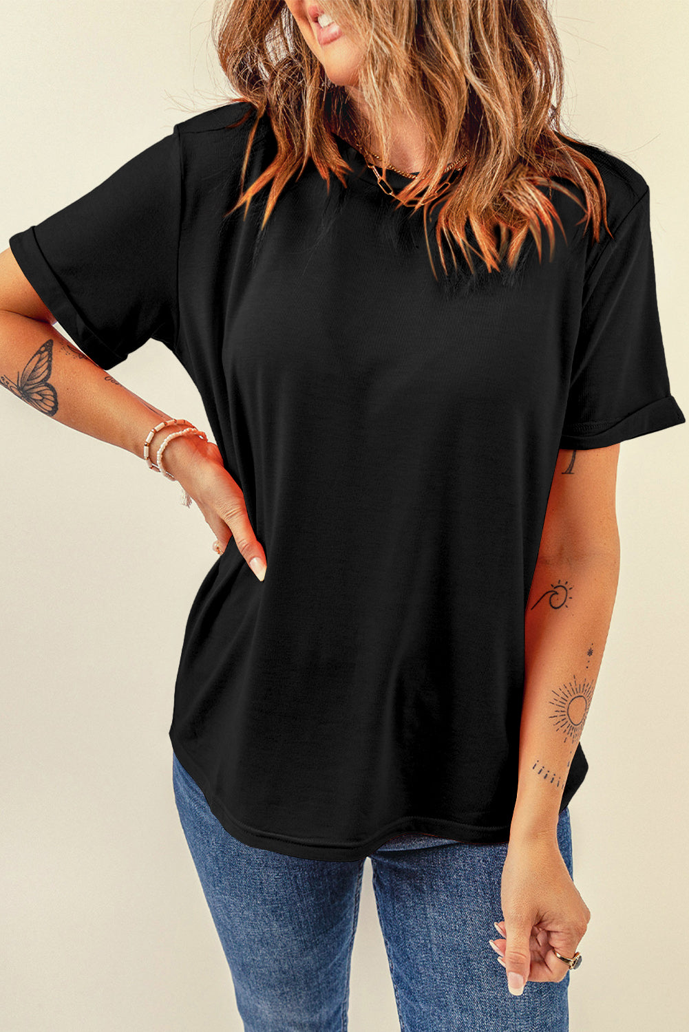 White Casual Crew Neck Short Sleeve Basic Tee