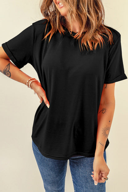 White Casual Crew Neck Short Sleeve Basic Tee