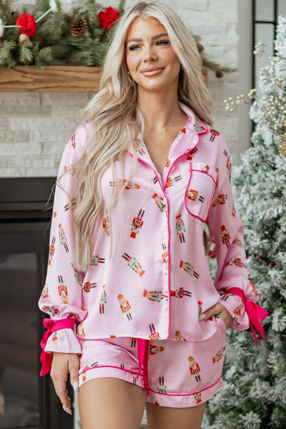 Print Silky 2pcs Christmas Pajama Set
