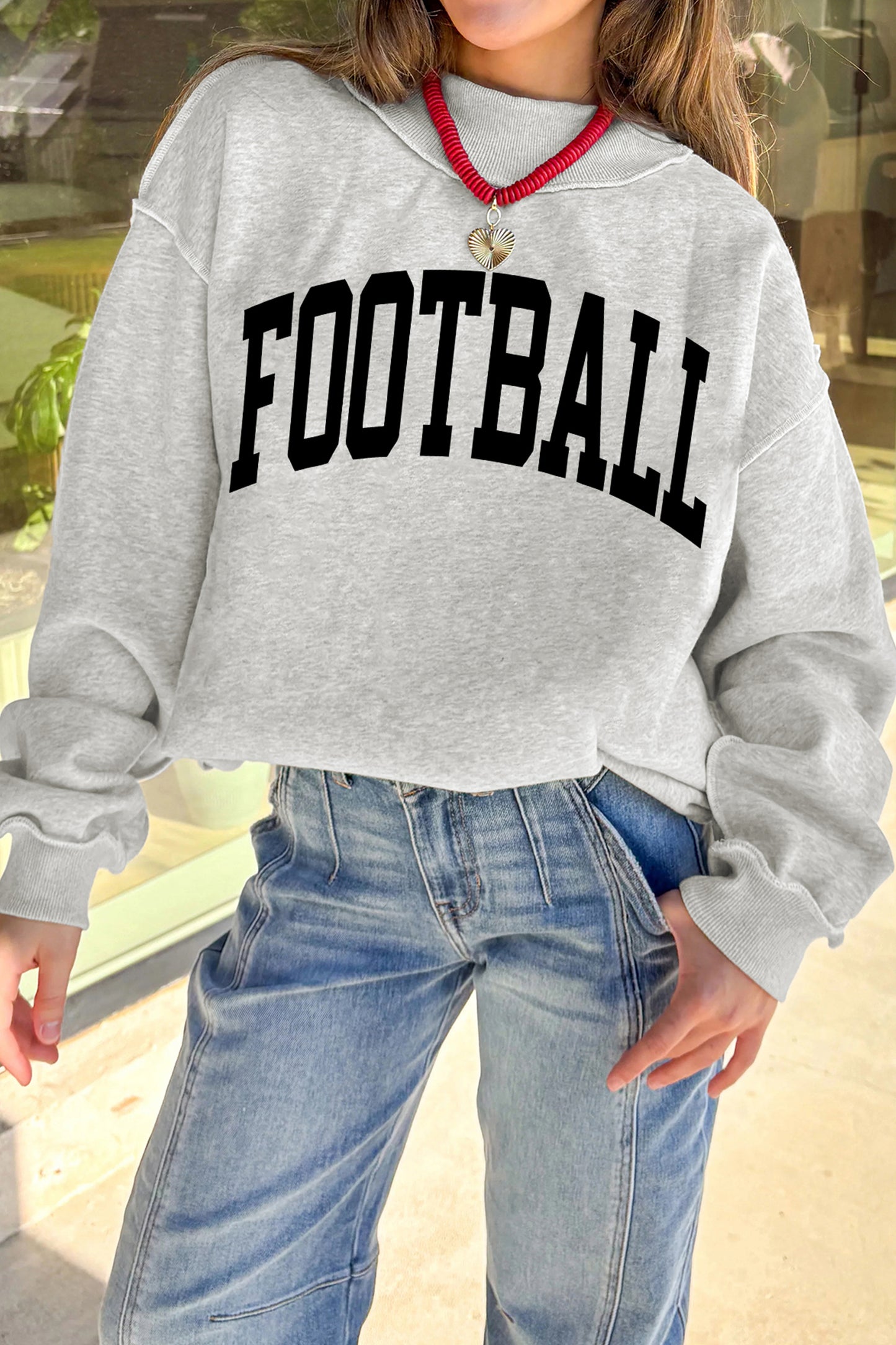 Light Grey Game Day Football Reversible Sweatshirt Top