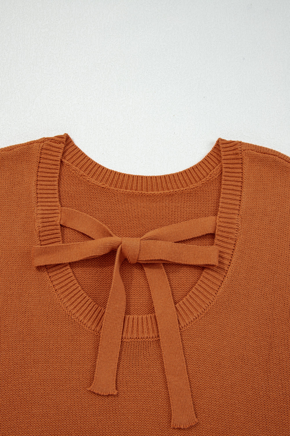 Gold Flame Drop Shoulder Solid Knit Ribbed Trim Sweater