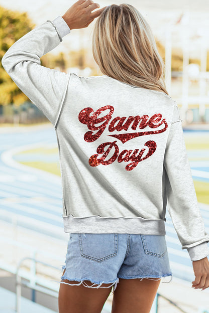 Football Patch Sequin Game Day Mock Neck Sweatshirt