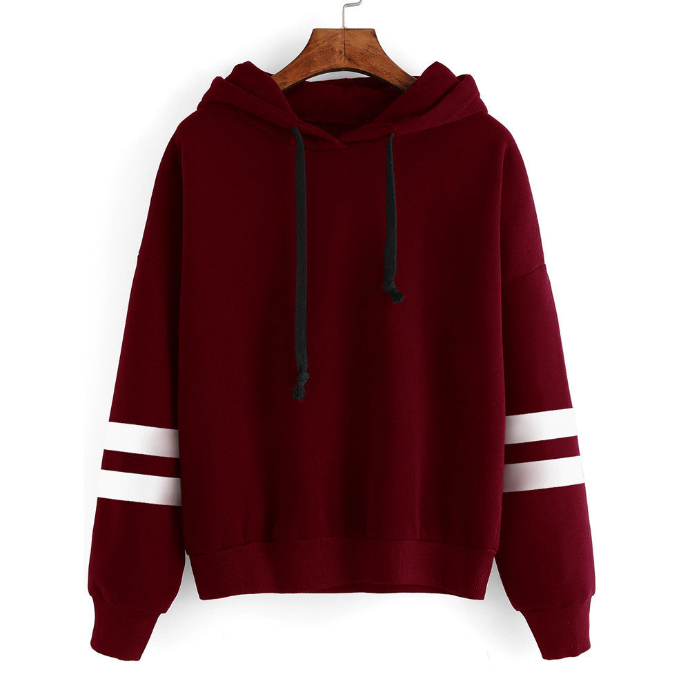Women's Oversized Striped Sleeve Hoodie Pullover