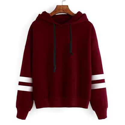 Women's Oversized Striped Sleeve Hoodie Pullover