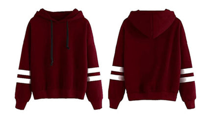 Women's Oversized Striped Sleeve Hoodie Pullover