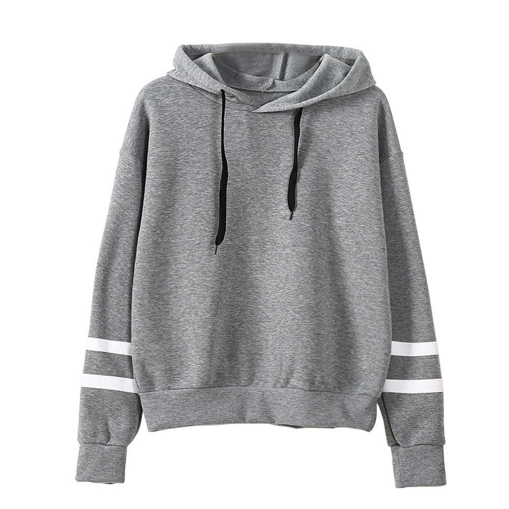 Women's Oversized Striped Sleeve Hoodie Pullover