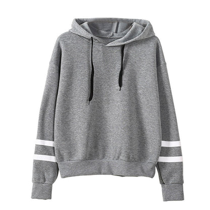 Women's Oversized Striped Sleeve Hoodie Pullover