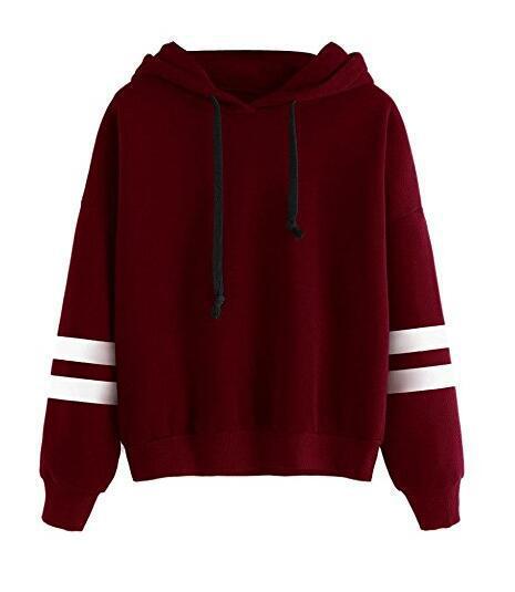 Women's Oversized Striped Sleeve Hoodie Pullover