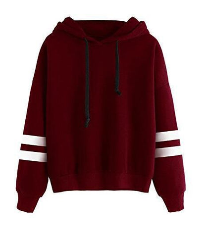 Women's Oversized Striped Sleeve Hoodie Pullover