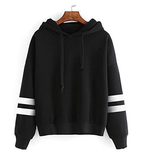 Women's Oversized Striped Sleeve Hoodie Pullover