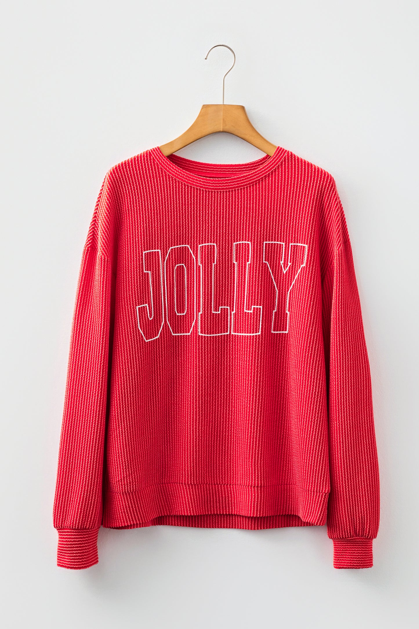 Corduroy MERRY Letter Christmas Pullover Sweatshirt