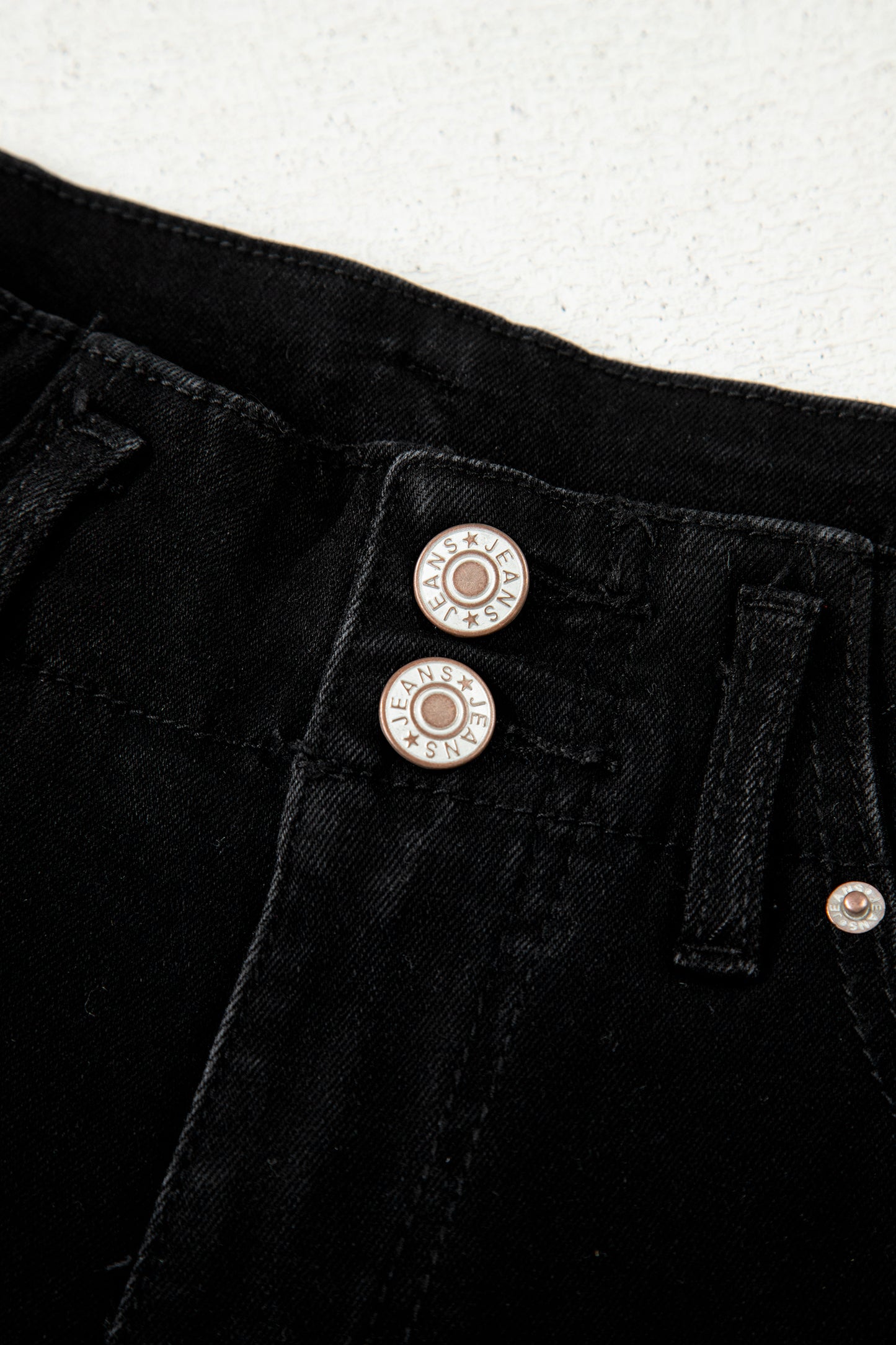 Black 2-Button High Waist Flared Bottom Jeans
