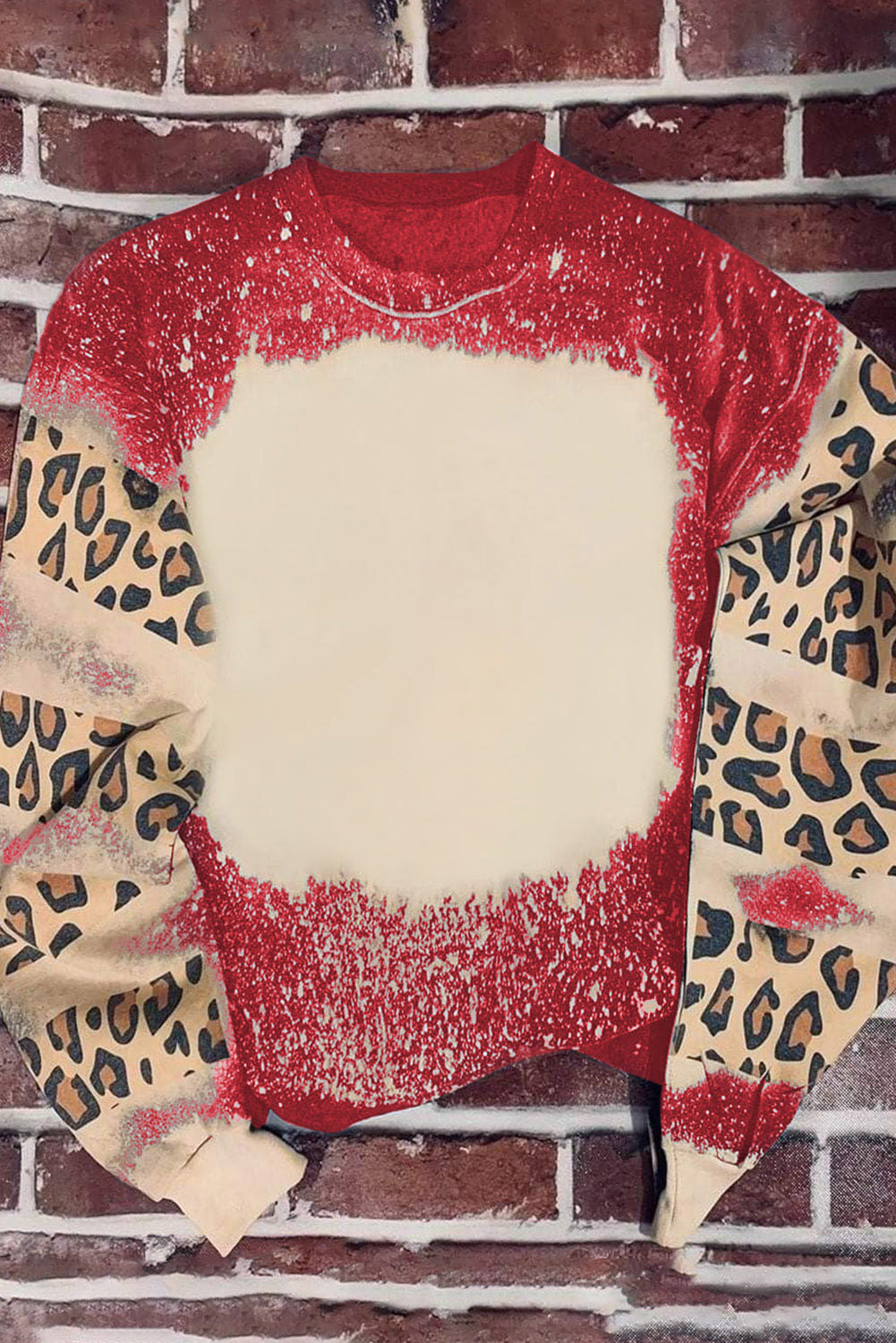 Black Tie Dye Leopard Drop Shoulder Crewneck Sweatshirt