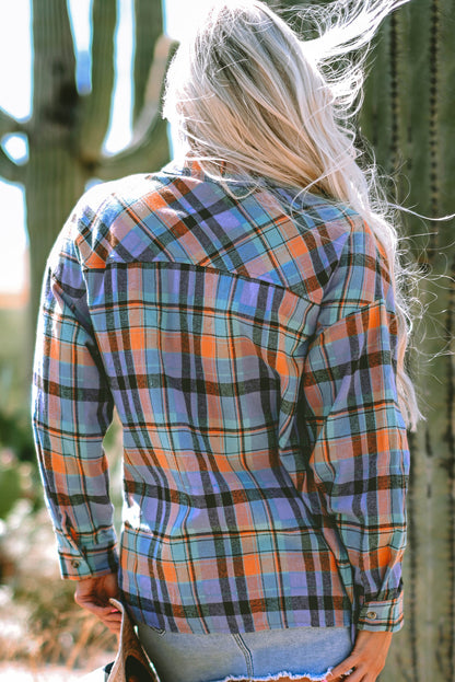 Vintage Plaid Button Down Shirt – Western Fall Layering Top