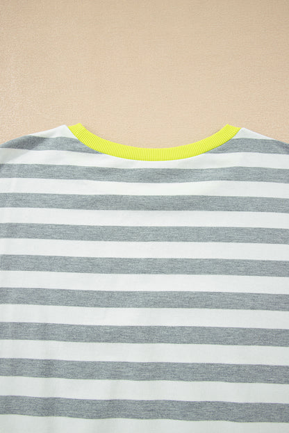 Women's Stripe Long Sleeve Top and Shorts Set