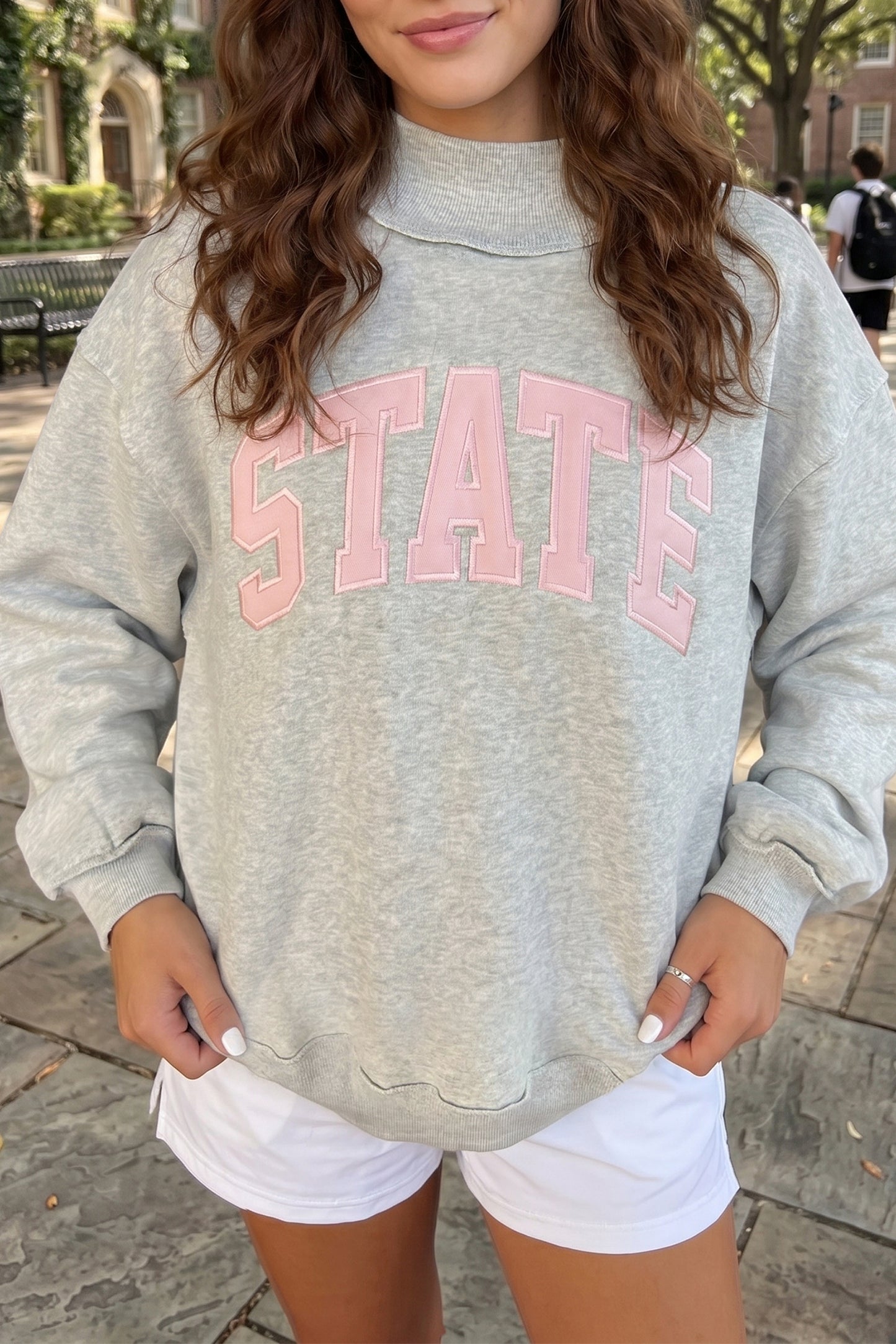 Game Day STATE Embroidered Mock Neck Sweatshirt