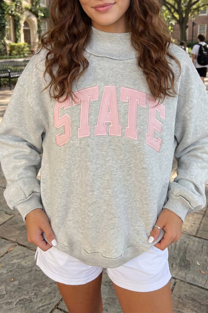 Game Day STATE Embroidered Mock Neck Sweatshirt