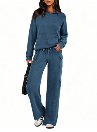 Women's Cargo Hoodie Sweatpants Matching Lounge Set