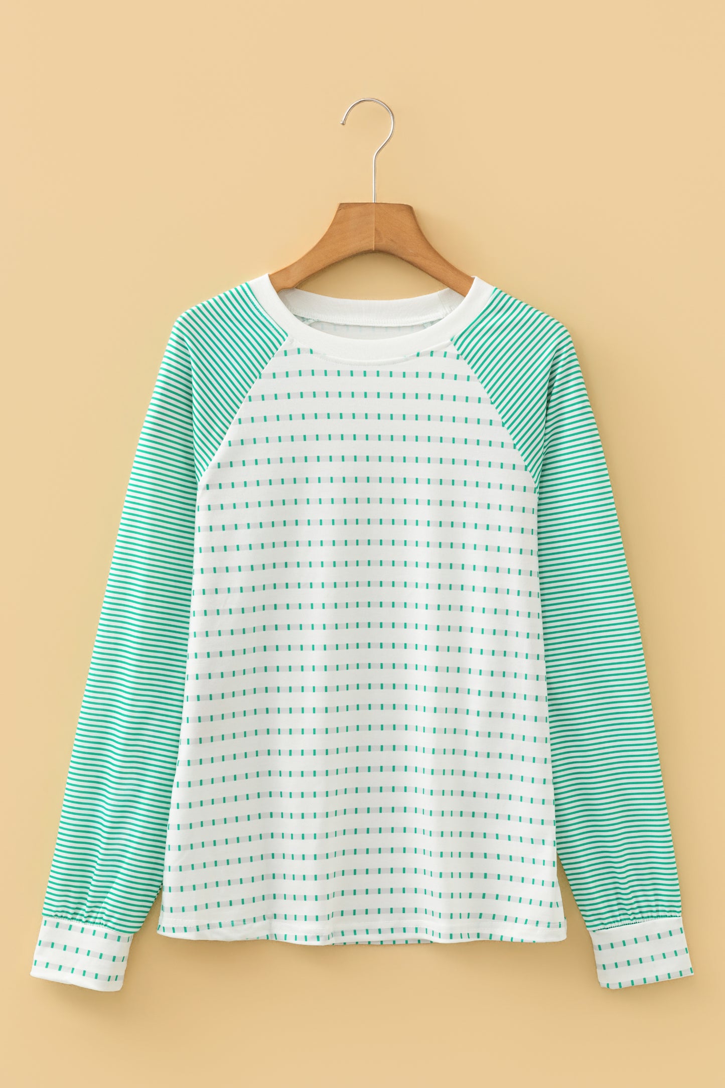 Striped Raglan Sleeve Color Block Long Sleeve Top