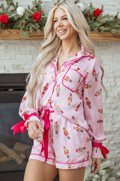 Print Silky 2pcs Christmas Pajama Set