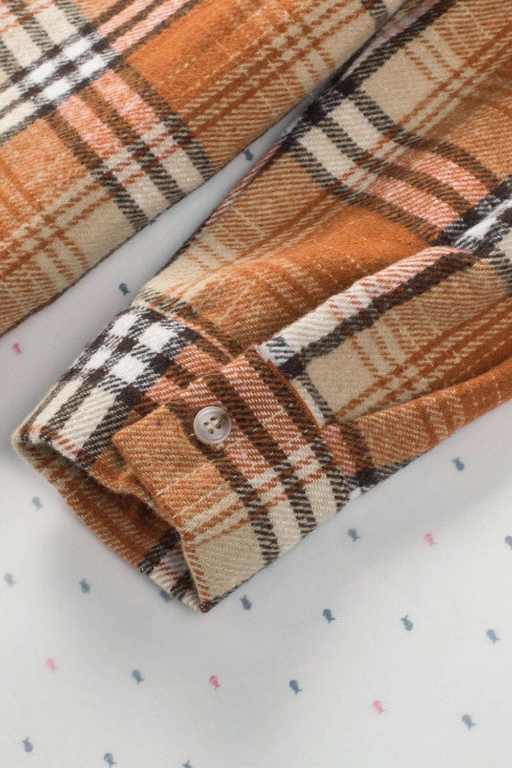 Color Block Plaid Corduroy Shacket with Pocket