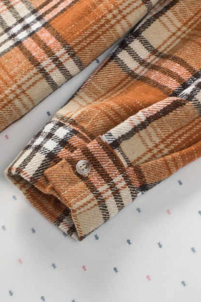 Color Block Plaid Corduroy Shacket with Pocket