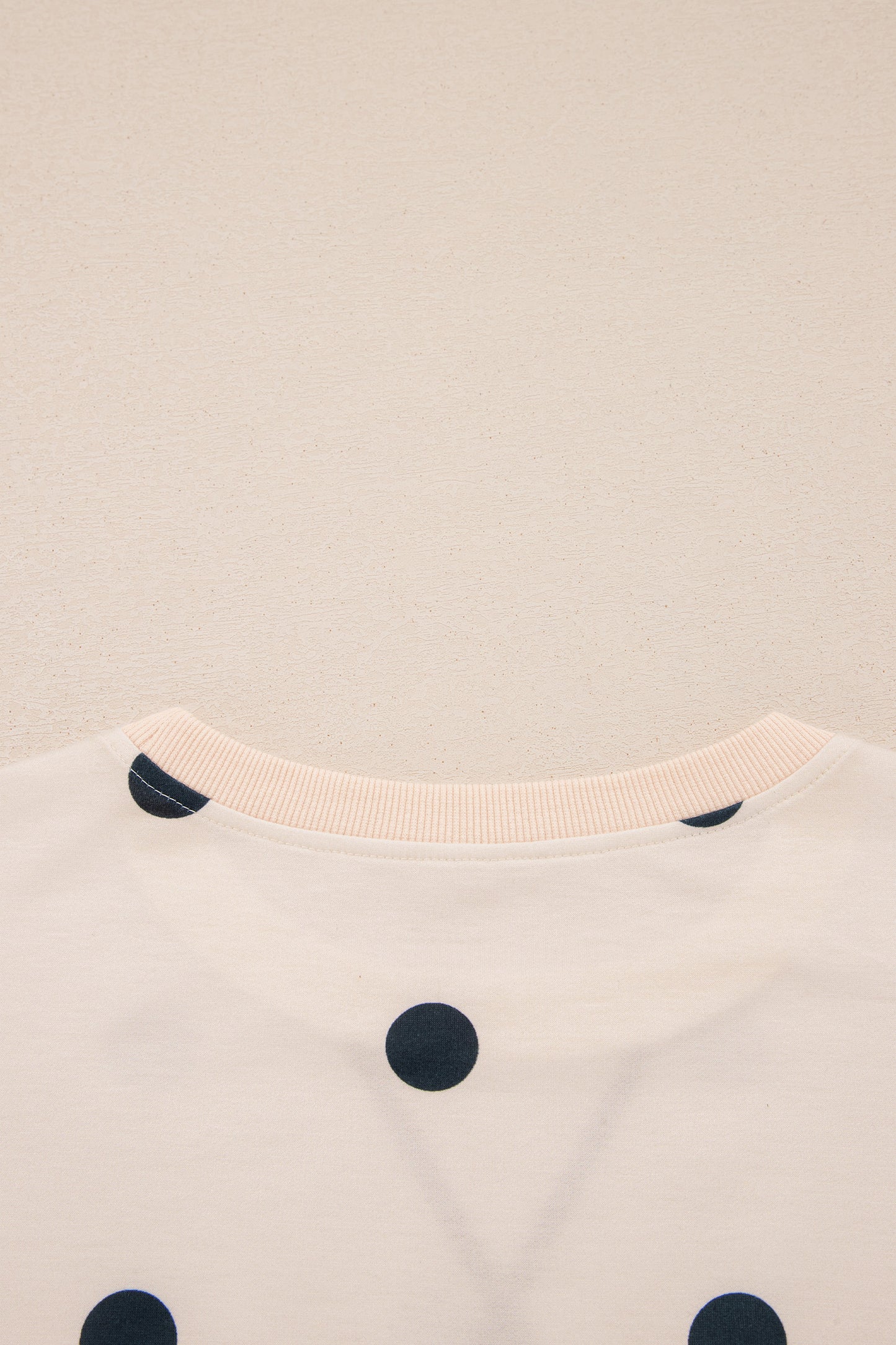 Polka Dot Oversized Long Sleeve Tee Split Hem