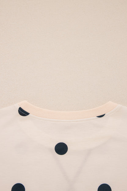Polka Dot Oversized Long Sleeve Tee Split Hem