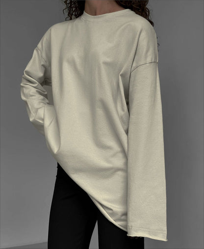 Loose Fit Cotton Long Sleeve Casual T Shirt for Women