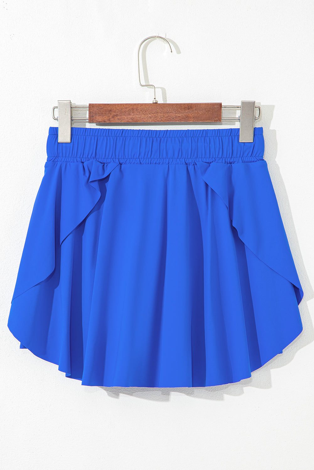 Black High Waist Drawstring Tennis Skort with Lining