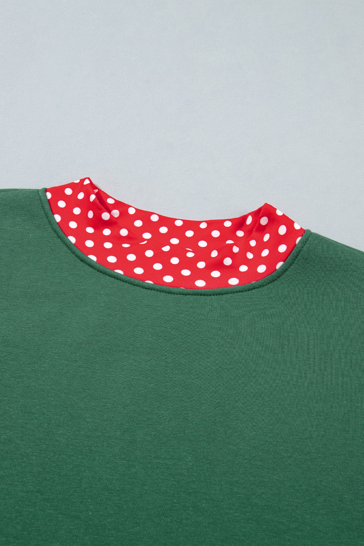 Red Polka Dot Trim Oversized Colorblock Sweatshirt
