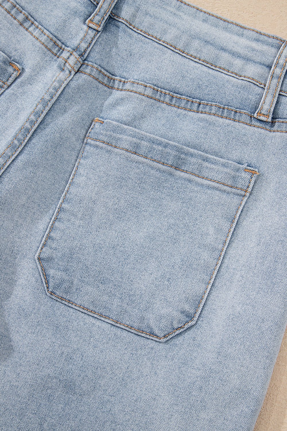 Light Wash High Waisted Denim Shorts with Pockets