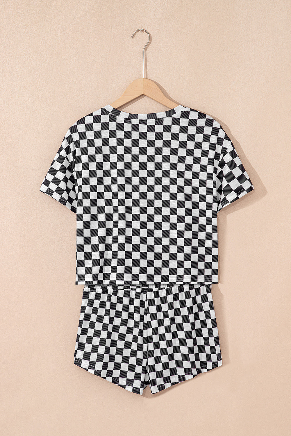 Brown Checkered Lounge Set Tee and High Waist Skort