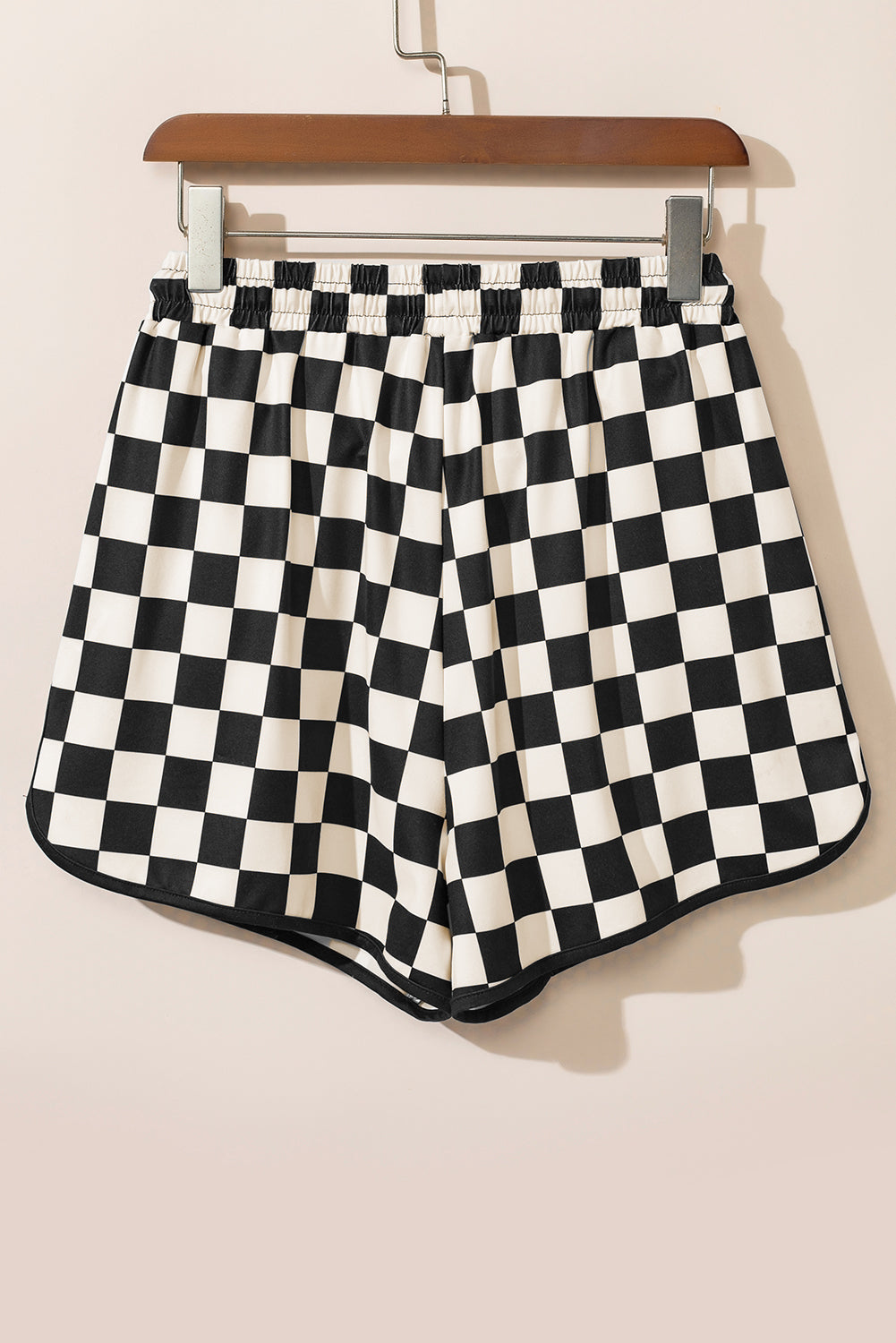 Checkered Drawstring High Waist Casual Lounge Shorts