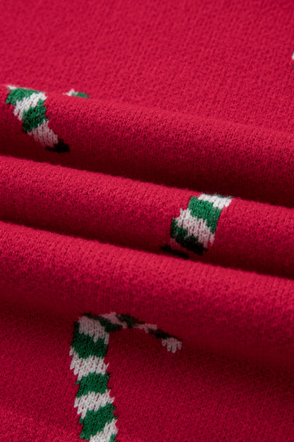 Sachet Pink Christmas Candy Cane Holiday Drop Shoulder Sweater
