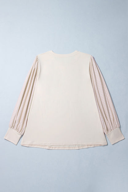 Plus Size Polka Dot Sleeve Colorblock Blouse Women
