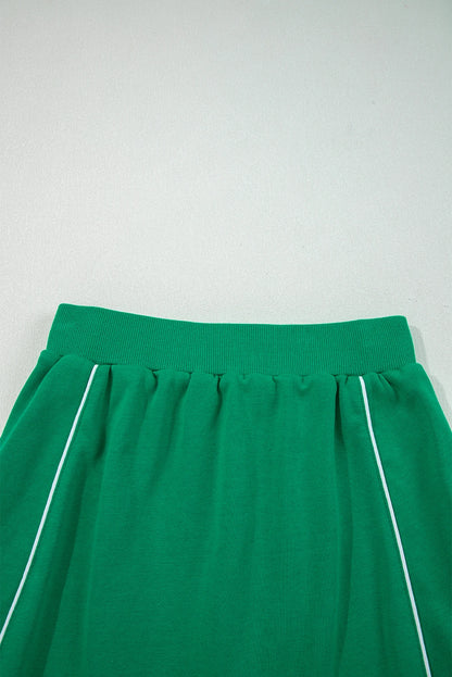 Customizable Contrast Piping Pullover and Mini Skirt Set