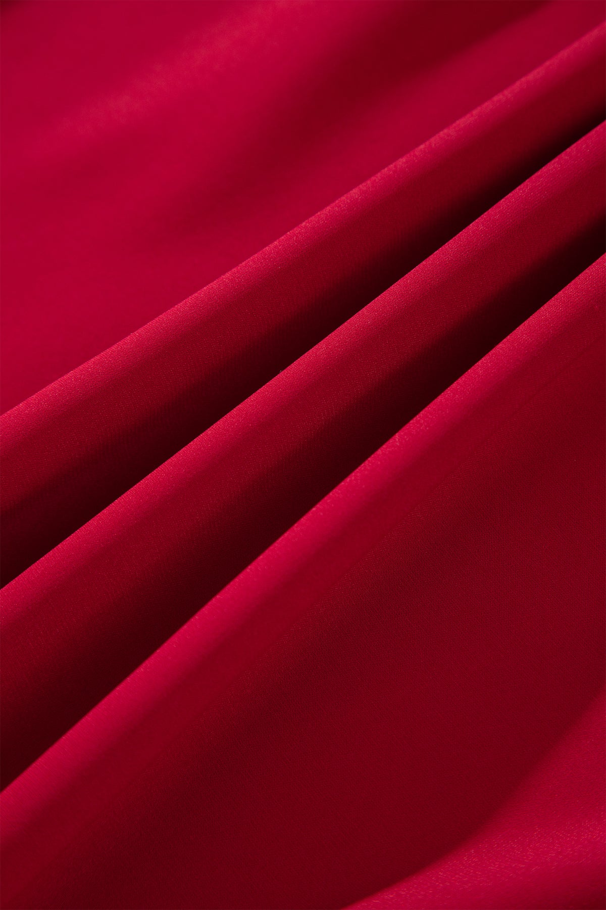 Red Ruffle V-Neck Long Sleeve Tiered Midi Dress